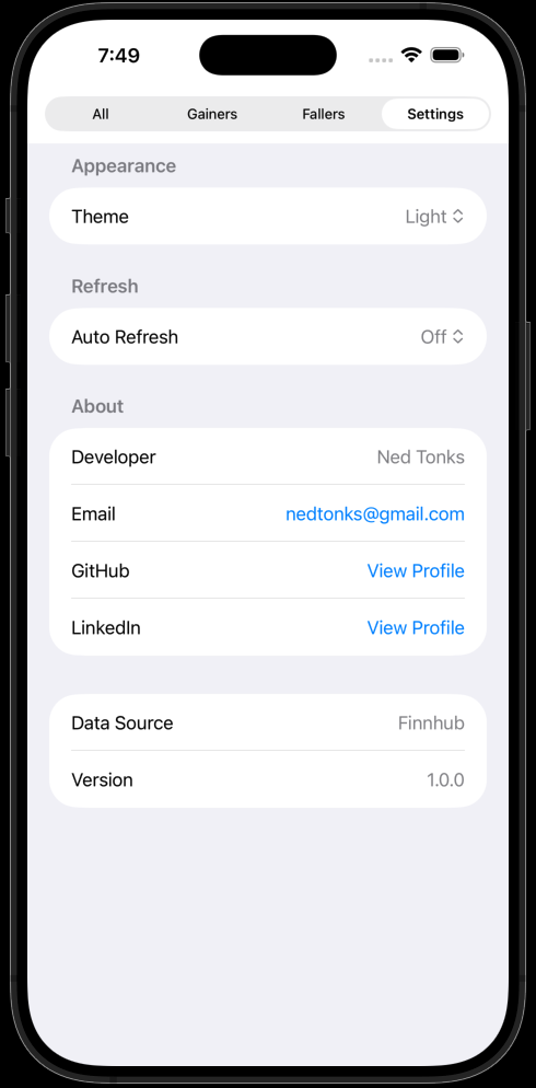 Stock Portfolio App Screenshot